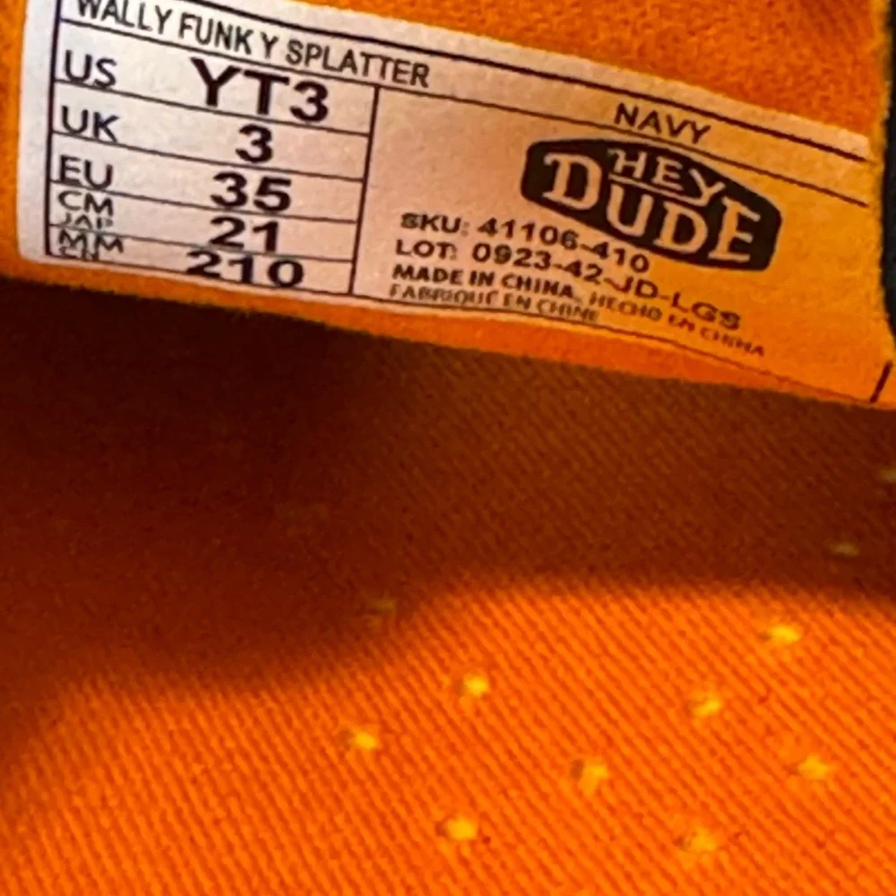 Hey Dude Kids Dark Blue and Orange Sneakers Size 3